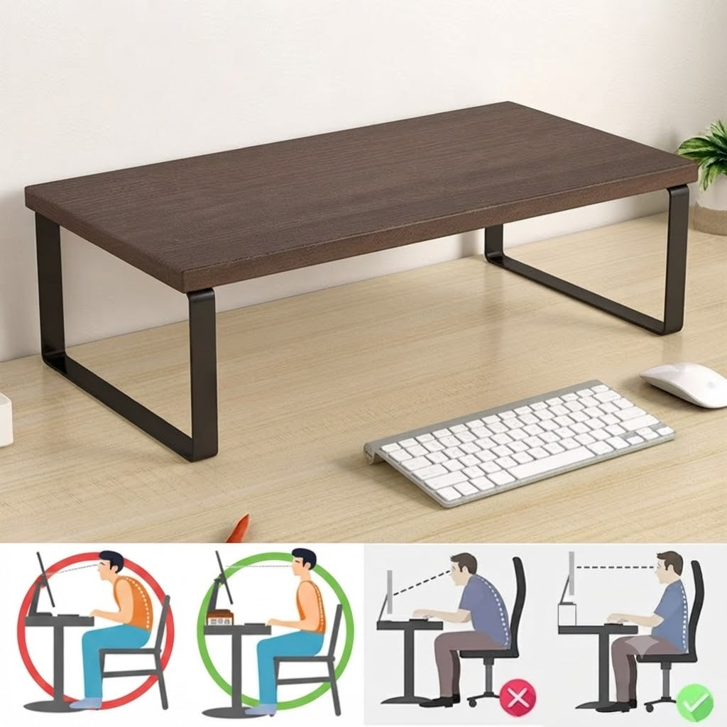 Support Moniteur Ergonomique Ajustable - Rehausseur d'Écran avec Rangement