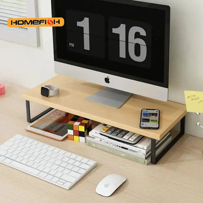 Support moniteur avec rangement en situation sur bureau